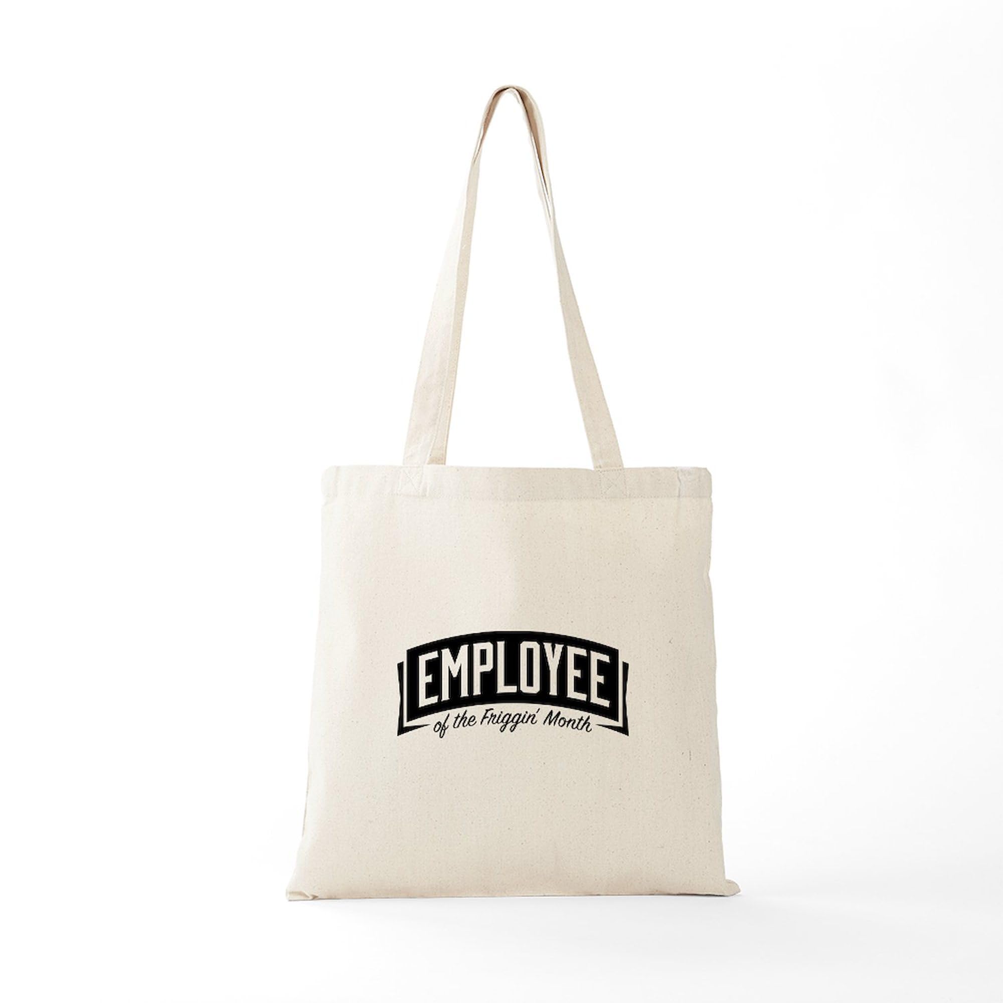 Employee Of The Month Tote Bag - Natural Canvas Reusable Grocery Shopping Bag - Perfect for Work Gifts, Office Appreciation & Eco-Friendly Errands