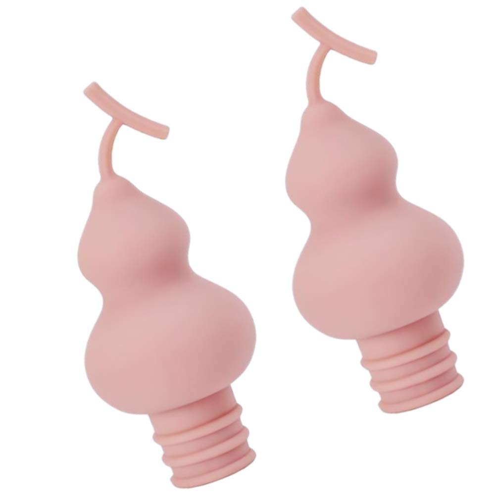 Hemoton 2-Pack Silicone Wine Bottle Stoppers - Gourd-Shaped Wine Plugs & Beverage Sealers - Reusable Cork Replacement to Keep Wine Fresh (Random Colors) - Perfect for Home Bars, Parties & Wine Storage