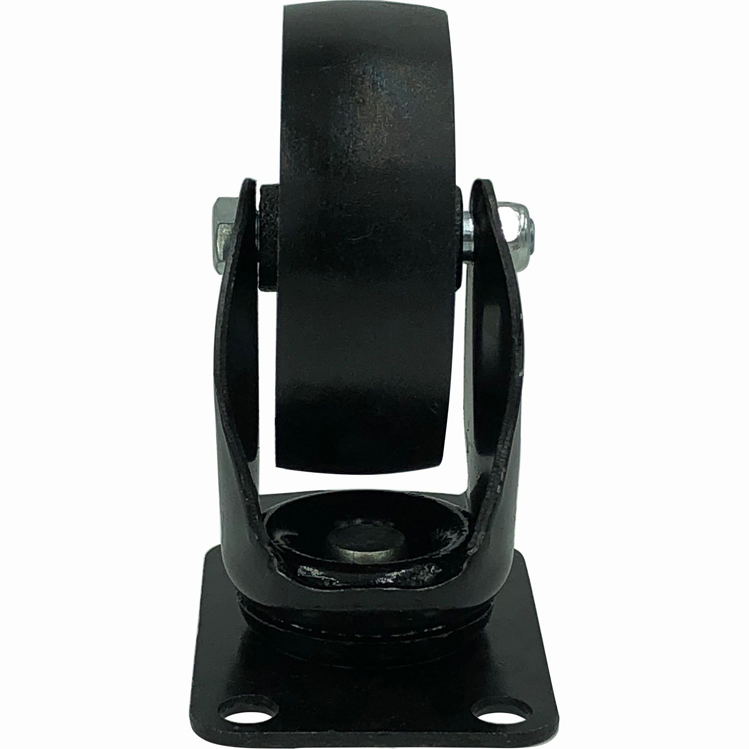 FactorDuty 8 All Black Heavy Duty Metal Swivel Plate Caster Wheels with Brake Lock - 3.5 Inch High-Gauge Steel Wheels for Industrial Equipment, Furniture, and Workshop Use