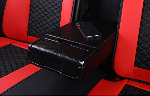 Premium Universal Leather Car Seat Covers Full Set (5 Seats) - Black & Pink - Comfortable & Durable for SUVs, Sedans, Trucks - Perfect for Road Trips, Daily Commute & Family Protection