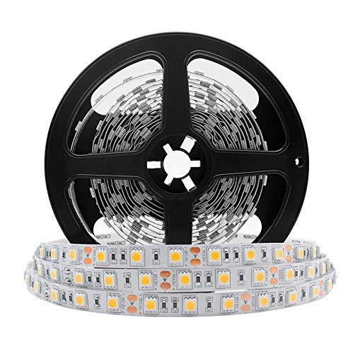 High CRI90 LED Strip Lights 16.4Ft/5M SMD5050 300LEDs - Ultra Warm White 2700K-3000K, 12V DC, 72W, Waterproof IP65 Flexible Ribbon with Adhesive Tape - Perfect for Home Decoration, Bedroom Lighting, Kitchen Under Cabinet, and Outdoor Landscape Lighting