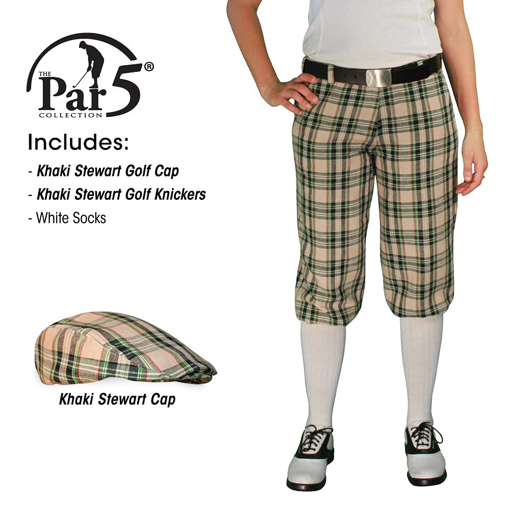 Stewart Collection Ladies 'Par 5' Matching Golf Cap & Over-The-Calf Socks - Khaki - Women's Golf Outfit for Comfort & Style on the Course