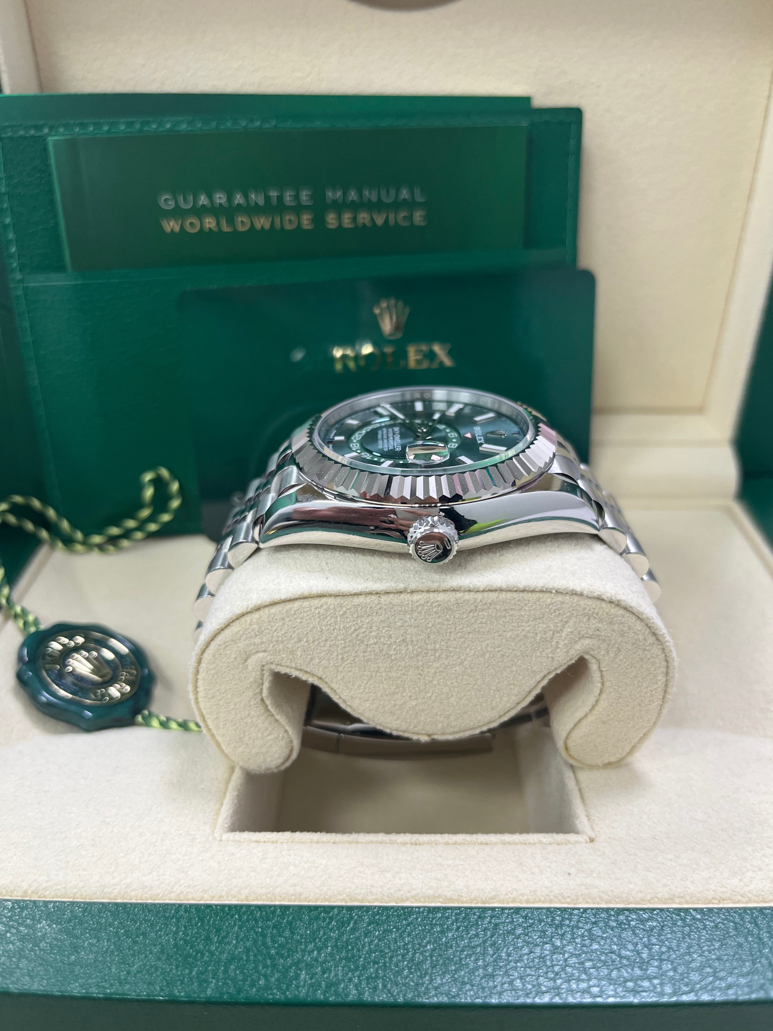 Rolex Sky-Dweller 42mm Mint Green Dial Jubilee Bracelet 336934 - Luxury Automatic Watch for Men, Travel & Business