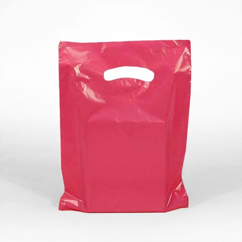 Premium Hot Pink Plastic Bags with Die-Cut Handles 9x12 Inches - 1000 Pack Gusseted T-Shirt Bags for Retail, Parties & Gift Packaging