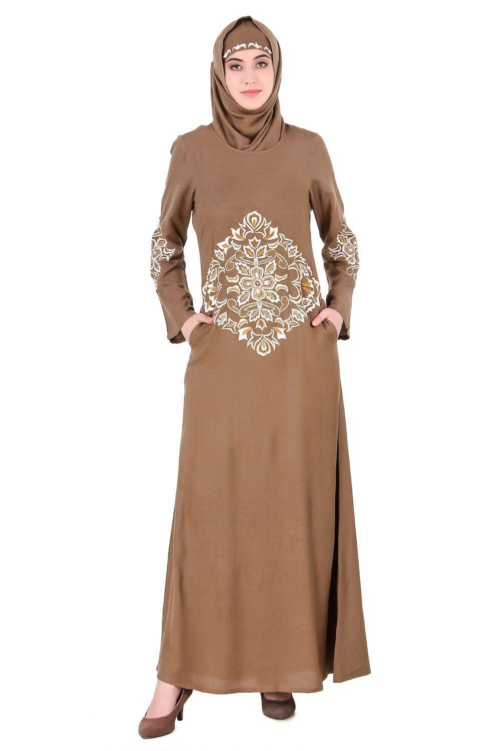 Elegant Floral Diamond Cut Abaya Dress for Women - Perfect for Festivals, Weddings & Special Occasions