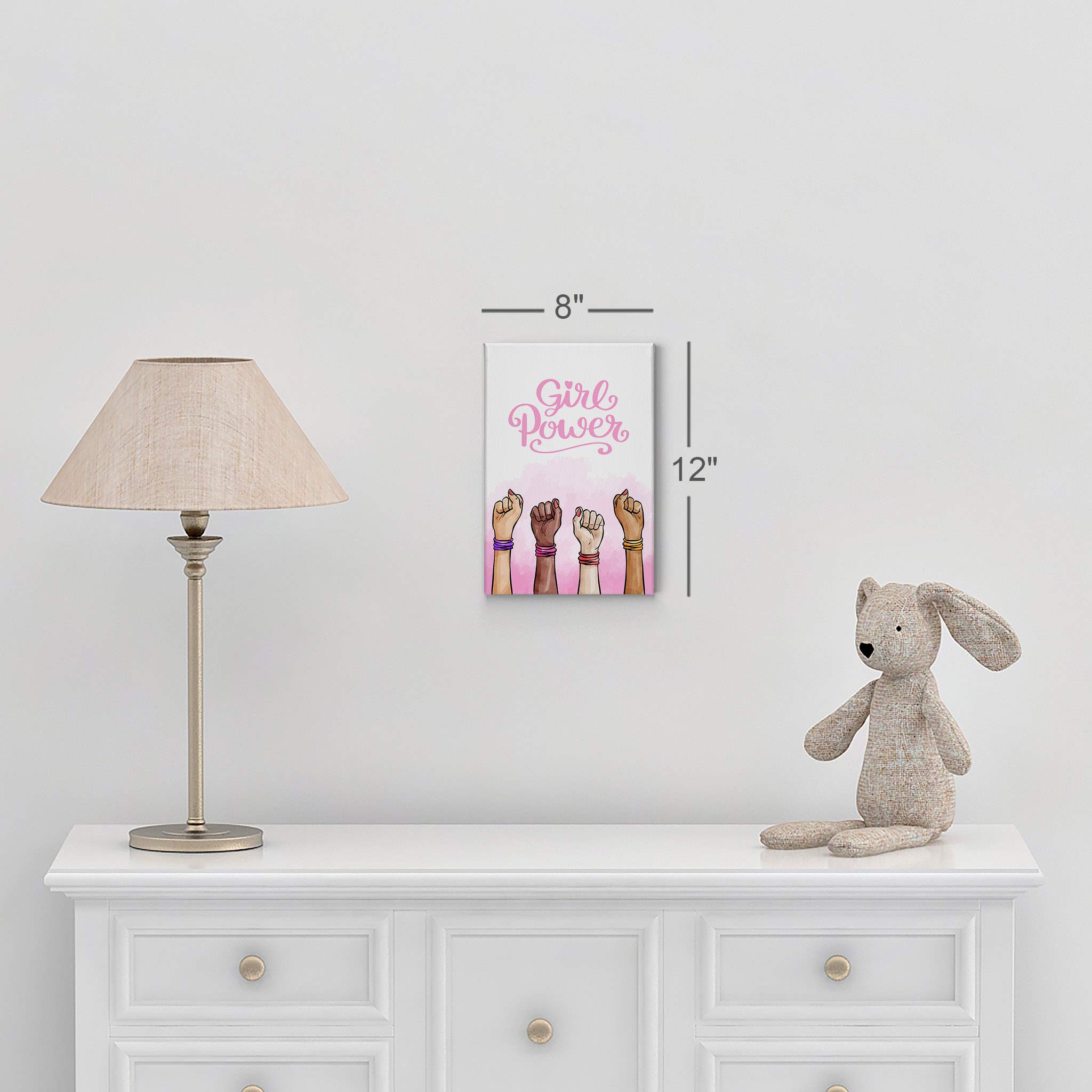 Girl Power Quote Canvas Print - Diversity Wall Art for Kids Room, Nursery & Baby Room Decor - African American & White/Black Design - Ready to Hang 36x24 - Made in USA | Inspirational Home Decor for Girls' Bedroom & Playroom