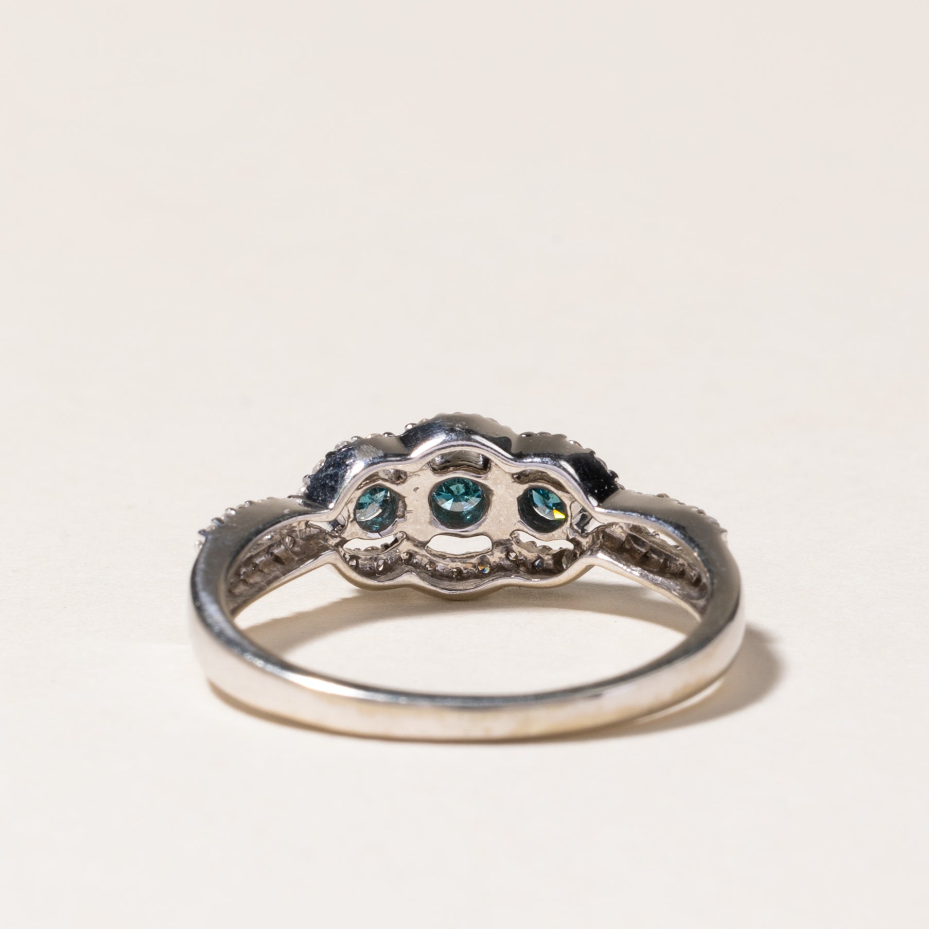 Blue & White Diamond Ring | 0.25ctw & 0.23ctw | Size 7 | Elegant Wedding, Engagement & Anniversary Jewelry Gift for Women