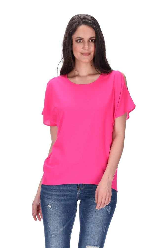 Victor Tee | Women's Soft Cotton Short Sleeve T-Shirt in Fuchsia Pink | Casual Wear, Gym, Lounge & Everyday Outfits