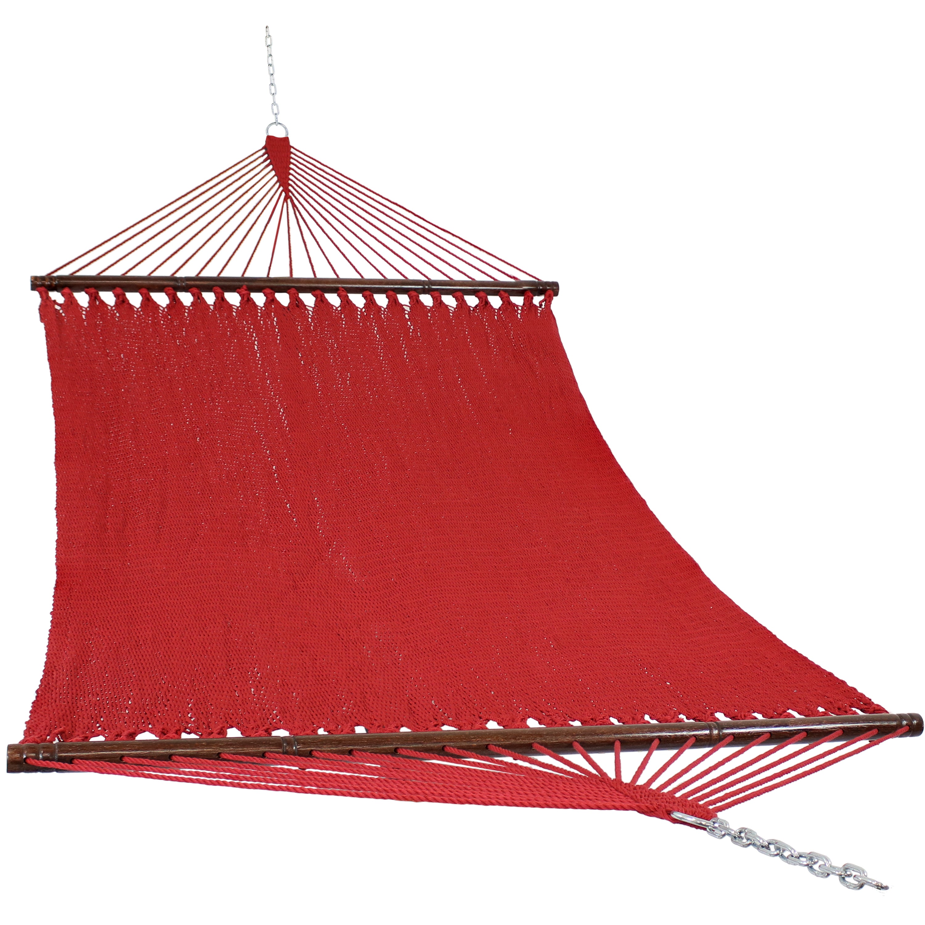 Sunnydaze 2-Person Soft Spun Polyester Rope Hammock with Stand - Portable Outdoor Hanging Bed for Backyard, Patio, Beach & Camping Relaxation