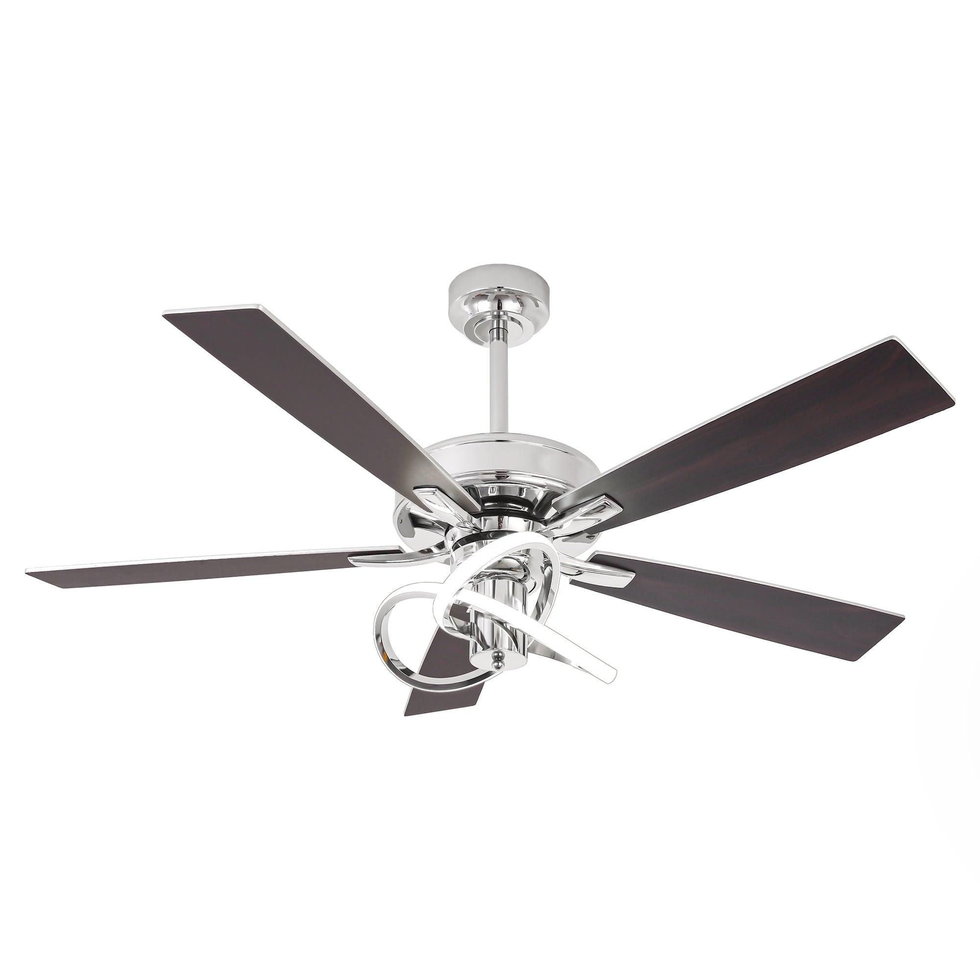 52 Inch Oregon DC Motor Modern Downrod Ceiling Fan with LED Light - Energy Efficient Quiet Operation for Living Room, Bedroom, and Office