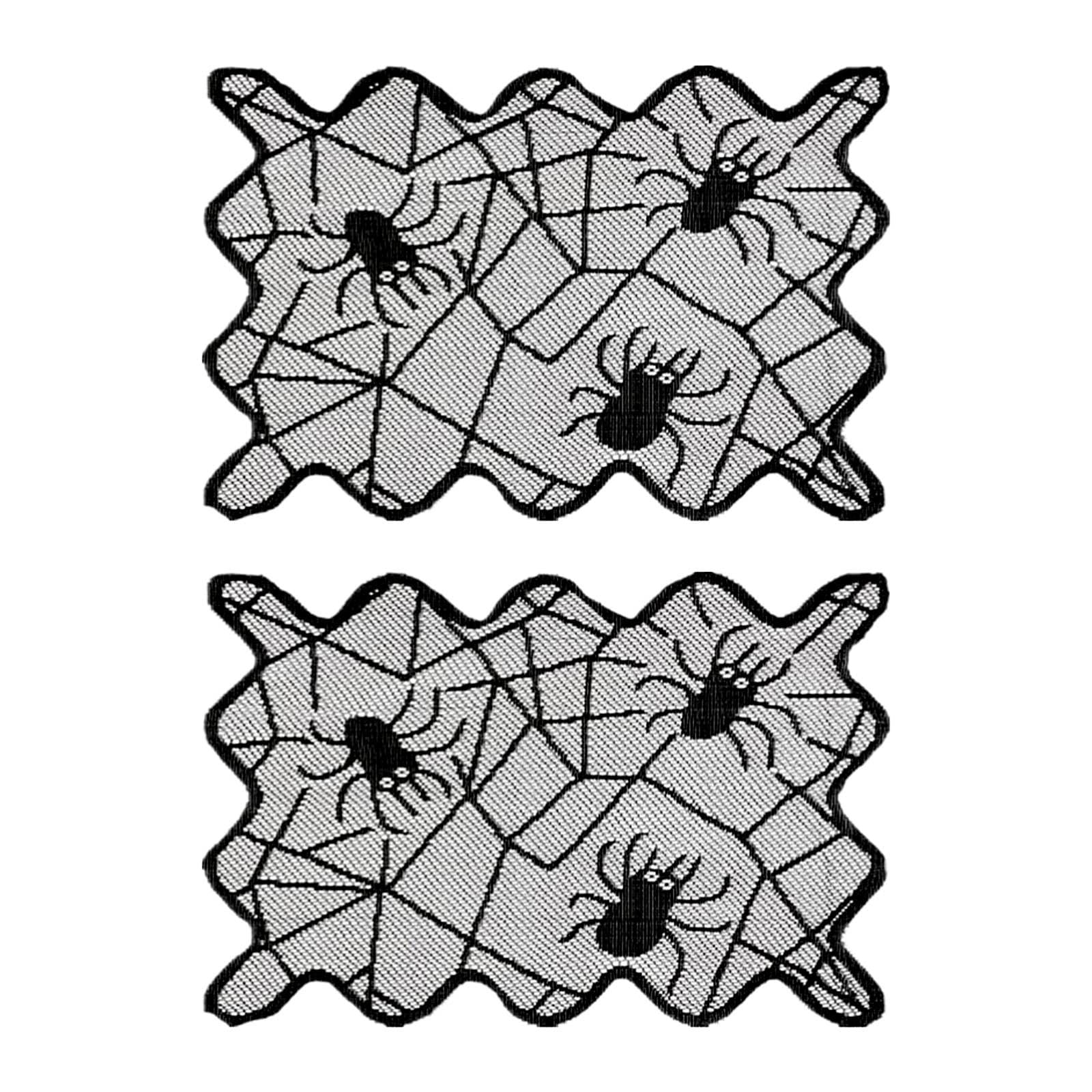 Halloween Lace Mesh Placemats Set - 12 Pack Gothic Table Mats for Dining, Halloween Party Decor, Spooky Dinner Table Setting - Perfect for Family Gatherings & Themed Events