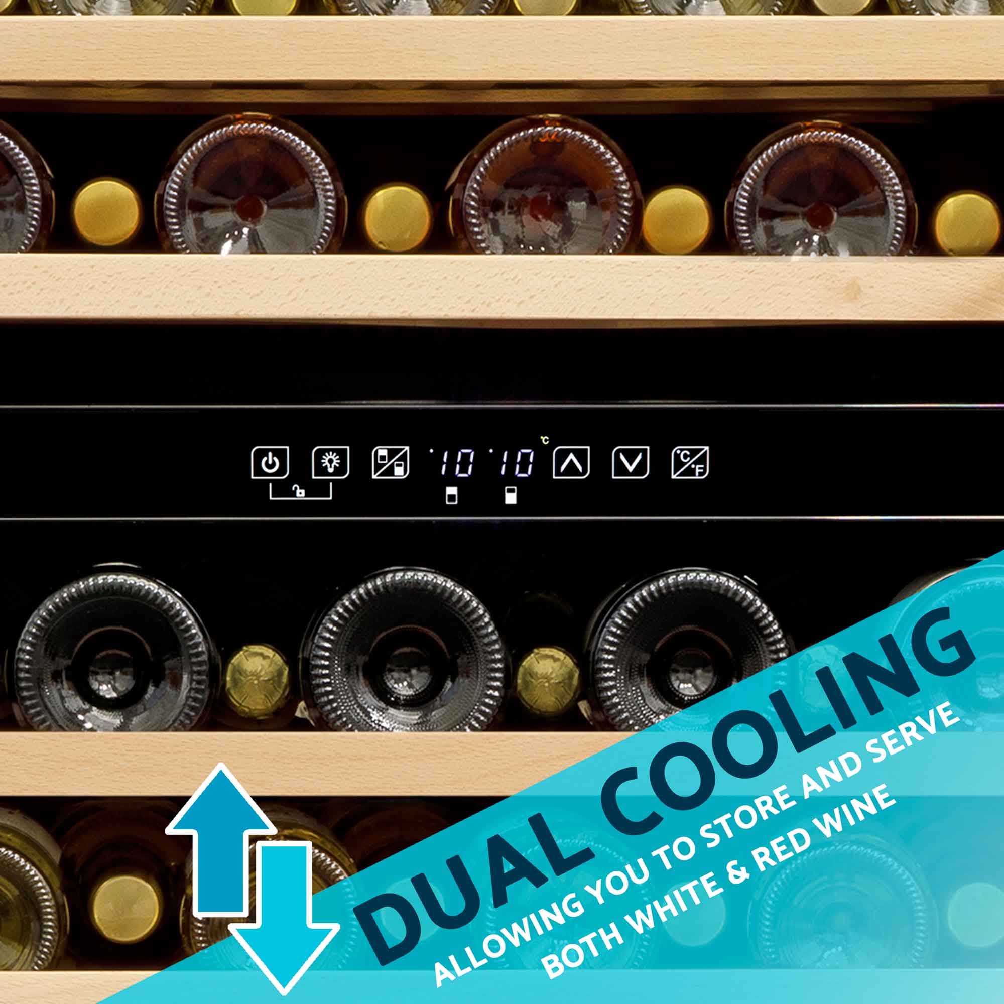 Baridi 46 Bottle Dual Zone Wine Cooler Refrigerator with Digital Touch Screen - Black DH79 | Perfect for Home Bars, Restaurants & Wine Collectors