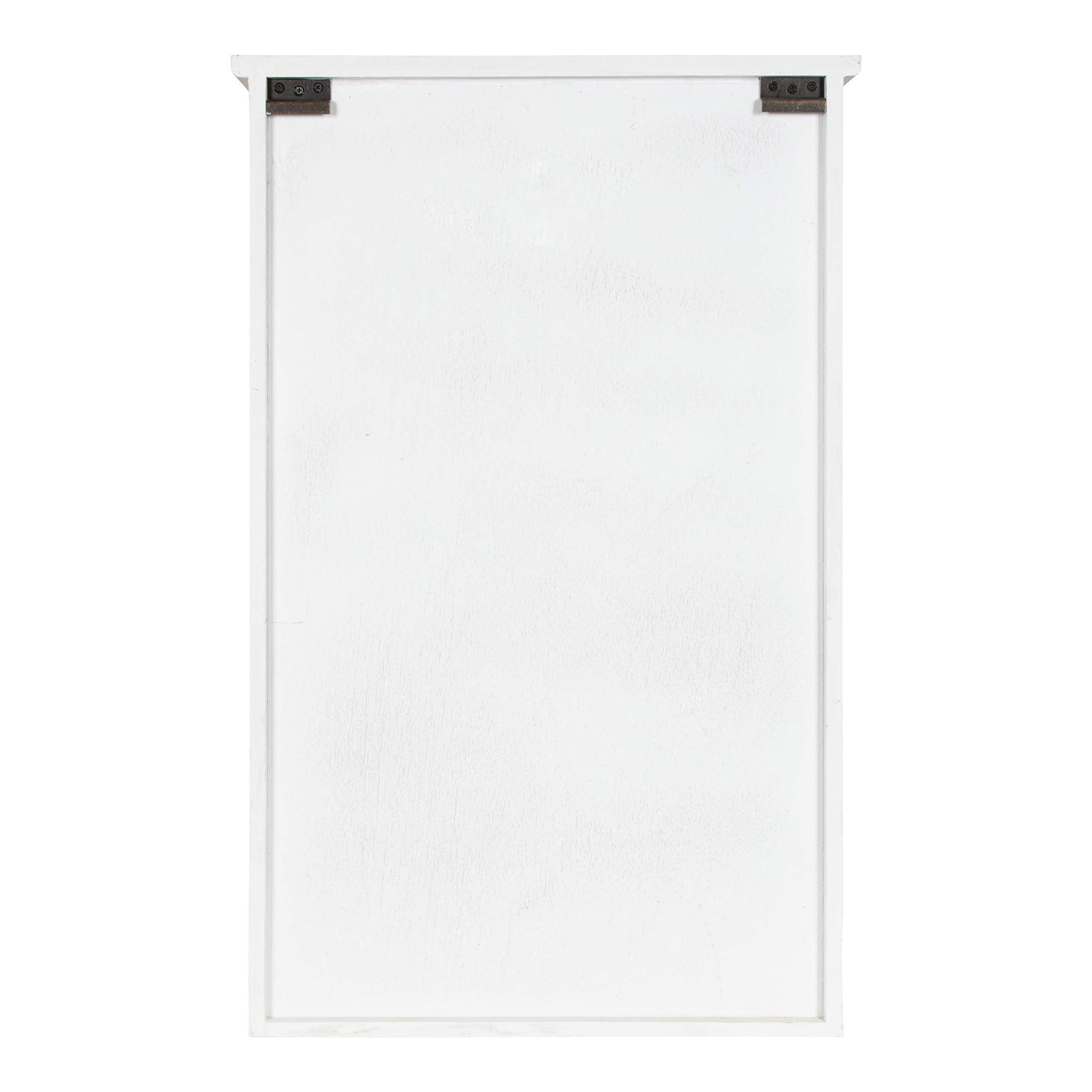 Kate & Laurel Hutchins Rustic Farmhouse Wood Wall Storage Cabinet with Window Pane Glass Door - White Distressed Finish | Perfect for Kitchen Pantry, Bathroom Organization & Farmhouse Decor