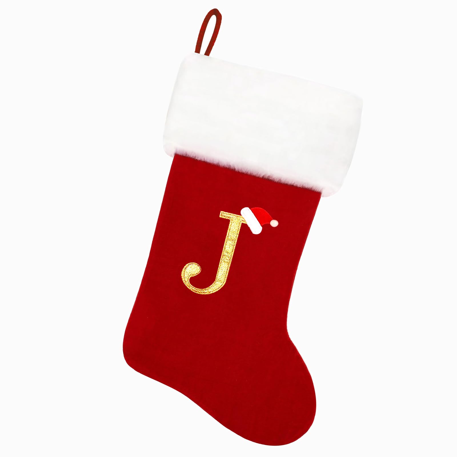 20 Inch Red Velvet Christmas Stockings with Soft Plush Cuff - Personalized Embroidered Monogram Holiday Decor for Fireplace, Tree & Family Gifts | Xmas Home Decoration