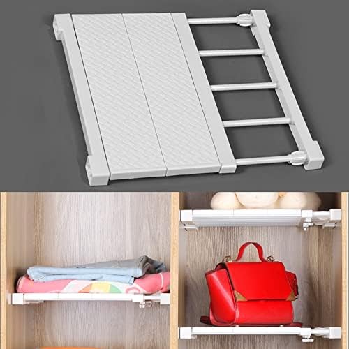 Space Saving Adjustable Wall Mounted Shelf Organizer - White Closet Storage, Kitchen Rack, Wardrobe Cabinet Holder (11.41-15.75