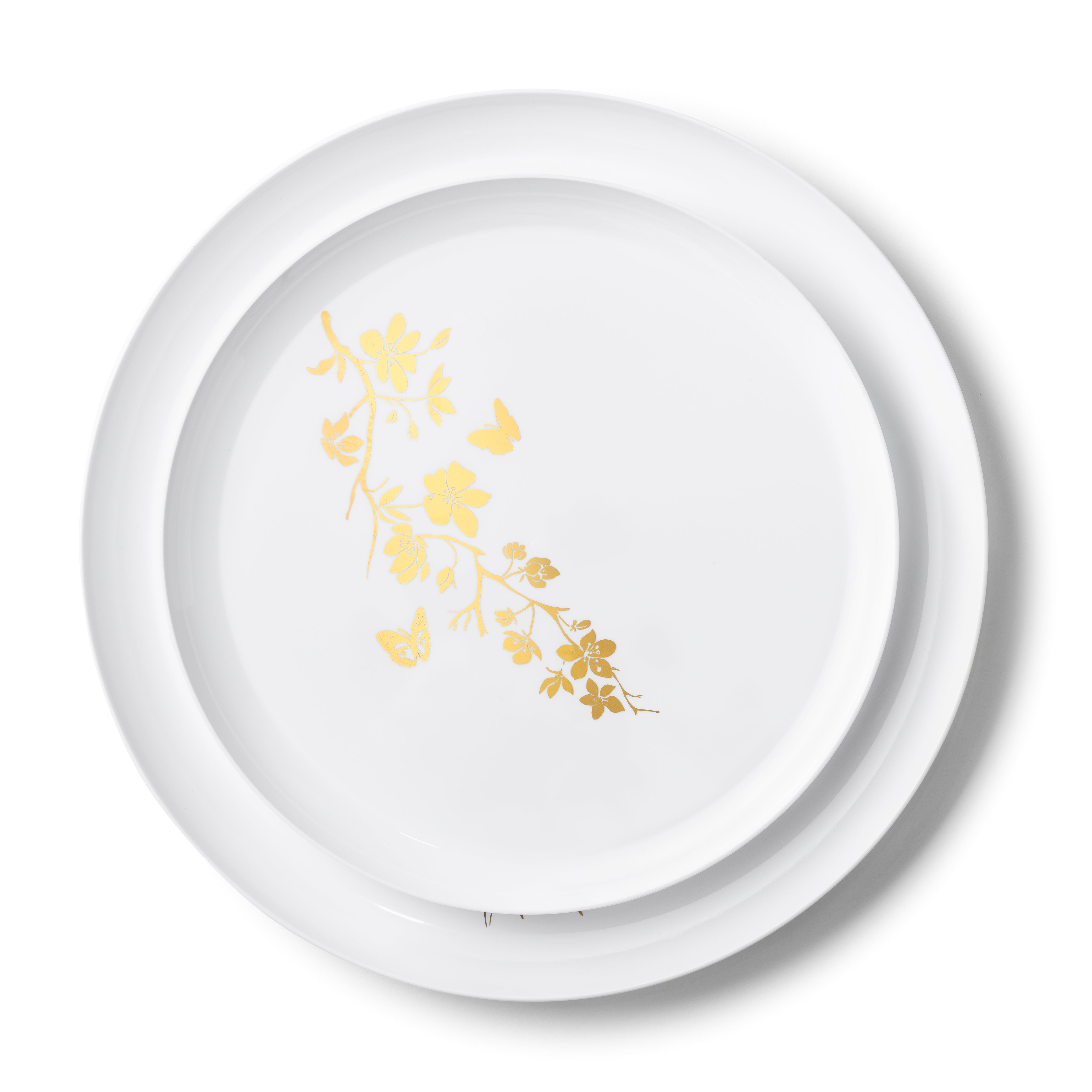 White and Gold Plastic Party Bundle - Elegant Garden Edging for Outdoor Decorations | Perfect for Weddings, Birthday Parties, and Garden Events