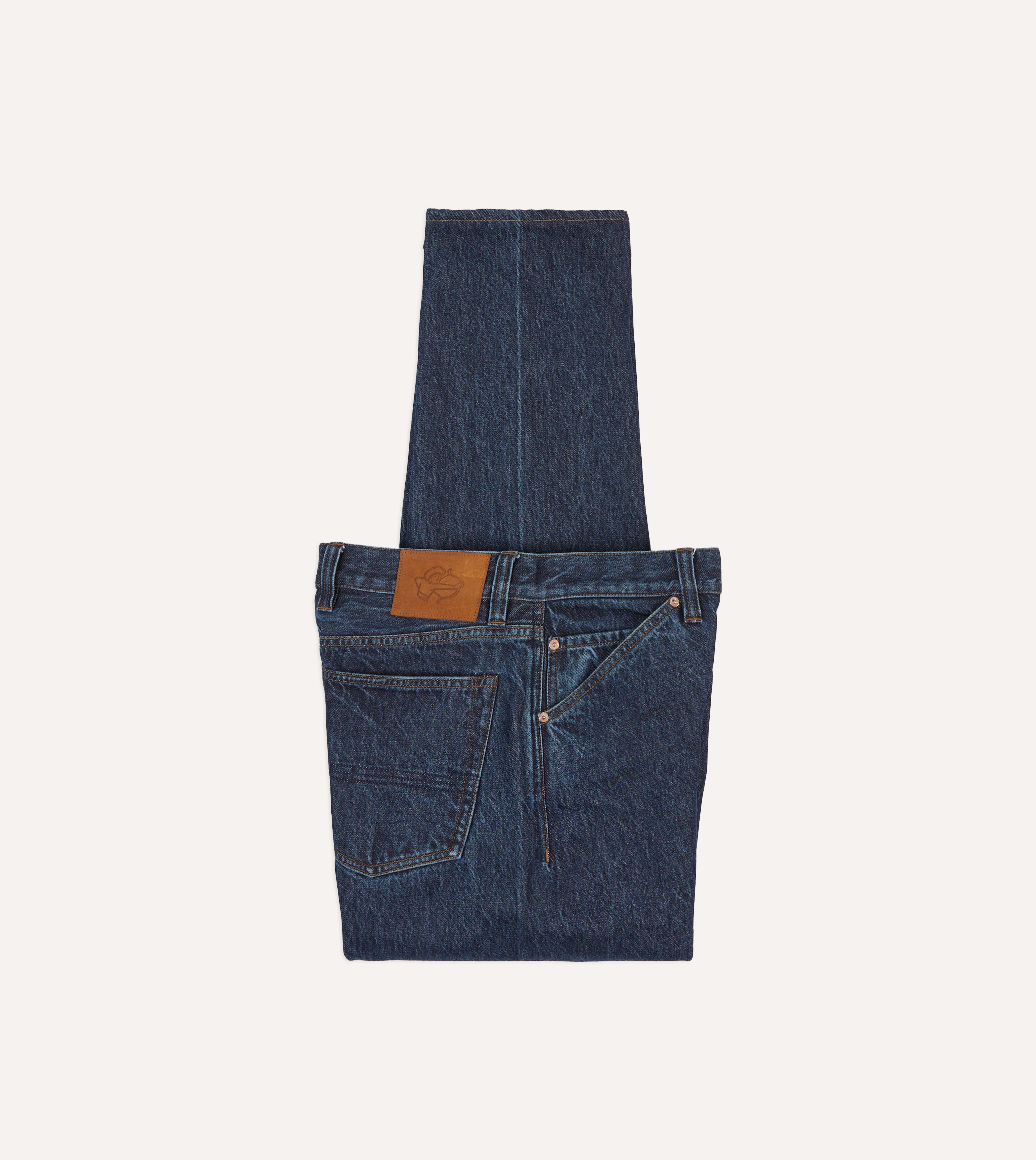 Stone Wash 13.2oz Seamless Denim Five Pocket Jeans for Men - Comfortable Stretch Slim Fit Denim Pants for Casual Wear & Everyday Outfits