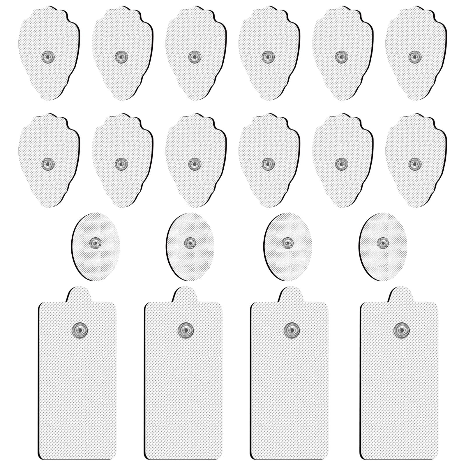 Reusable TENS Unit Replacement Pads 20 Pack - 3.5mm Snap Stim Electrode Pads for TENS/EMS Therapy - Compatible with NURSAL, Belifu, AVCOO, Neocarbon, MEDVICE - Perfect for Pain Relief, Muscle Recovery & Physical Therapy at Home or Clinic