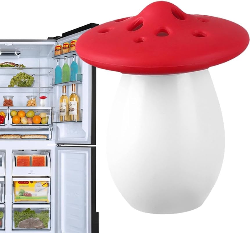 Natural Mushroom-Shaped Baking Soda Holder for Refrigerator - Eco-Friendly Fridge Deodorizer Container, Odor Eliminator & Smell Remover (1 Pack) - Perfect for Kitchen, Pantry & RV Refrigeration