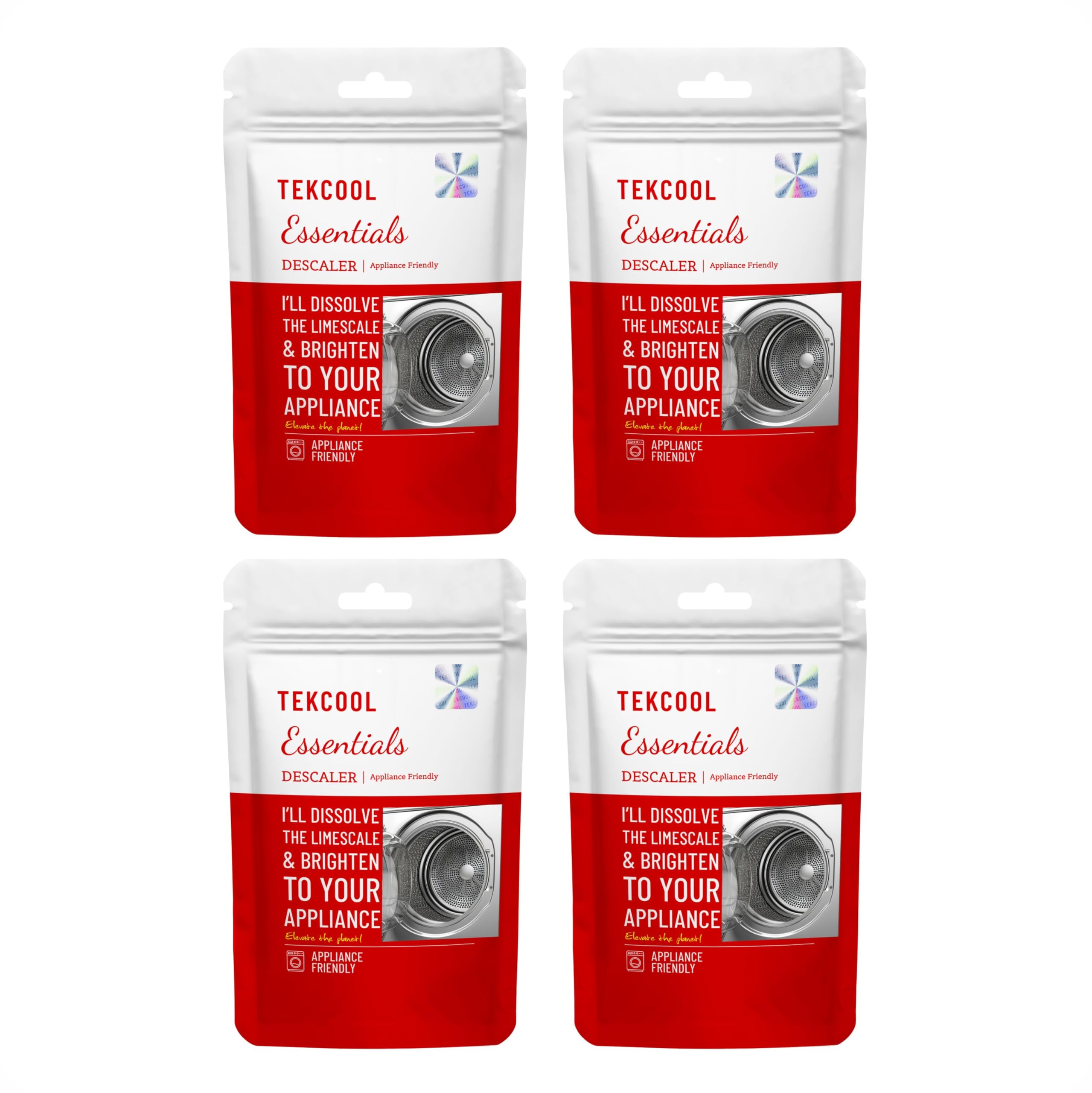 Washing Machine Cleaner & Descaler Powder - Front Load & Top Load Washer Detergent, Deep Cleaning & Descaling Formula (100g x 4 Pack) - Eliminate Odors, Remove Mold & Residue for Fresh Laundry