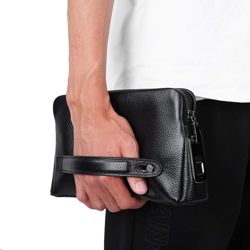 Men's Smart Fingerprint Zipper Wallet - RFID Blocking Anti-Theft Leather Wallet for Boyfriend, Husband & Father - Perfect for Travel, Work & Everyday Use
