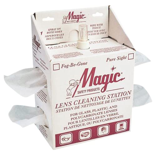 Magic Safety Fog-Be-Gone Lens Cleaning Station - 10 Disposable Lens Cleaners (MS-93250) | Anti-Fog Solution for Glasses, Goggles & Safety Masks | Perfect for Work, Sports & Outdoor Activities