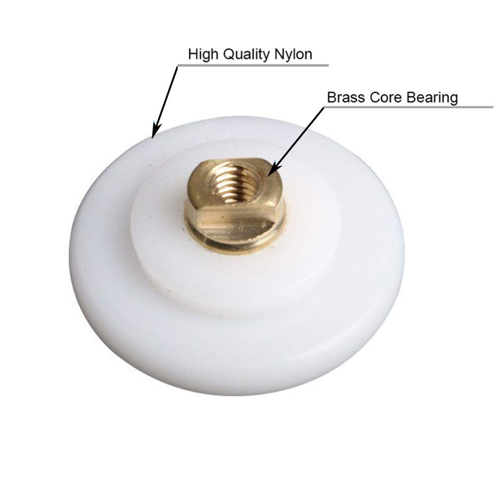 4-Pack 26mm Nylon Shower Door Wheels with Copper Rollers - Replacement Sliding Glass Door Pulley for Bathroom & Shower Room - 26mm x 6mm - Perfect for Smooth & Quiet Shower Door Operation