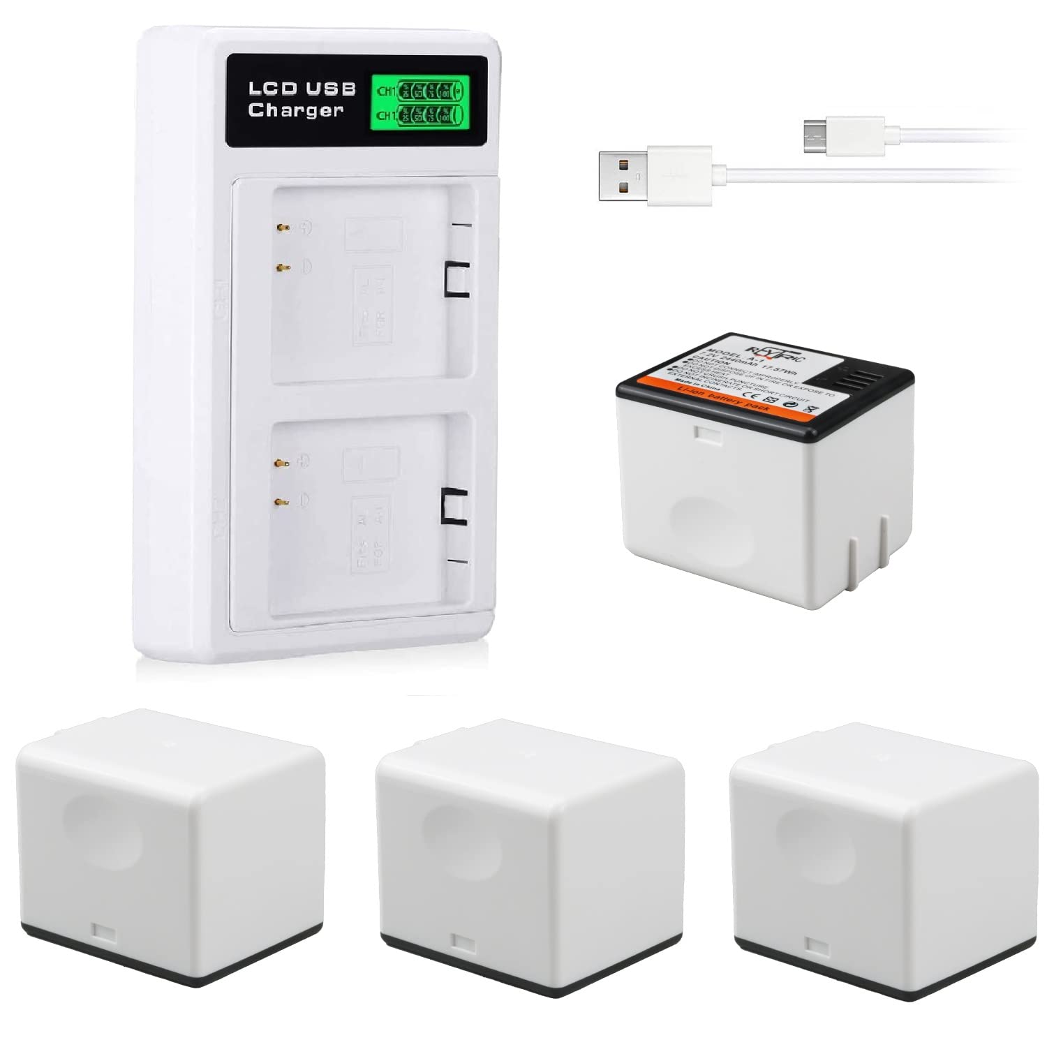 REYTRIC 4-Pack 7.2V Rechargeable Lithium Li-ion Batteries for Arlo Pro & Arlo Pro 2 (VMA4400) - Upgraded Dual LCD Charger Included - Perfect for Home Security Cameras & Wireless Surveillance Systems
