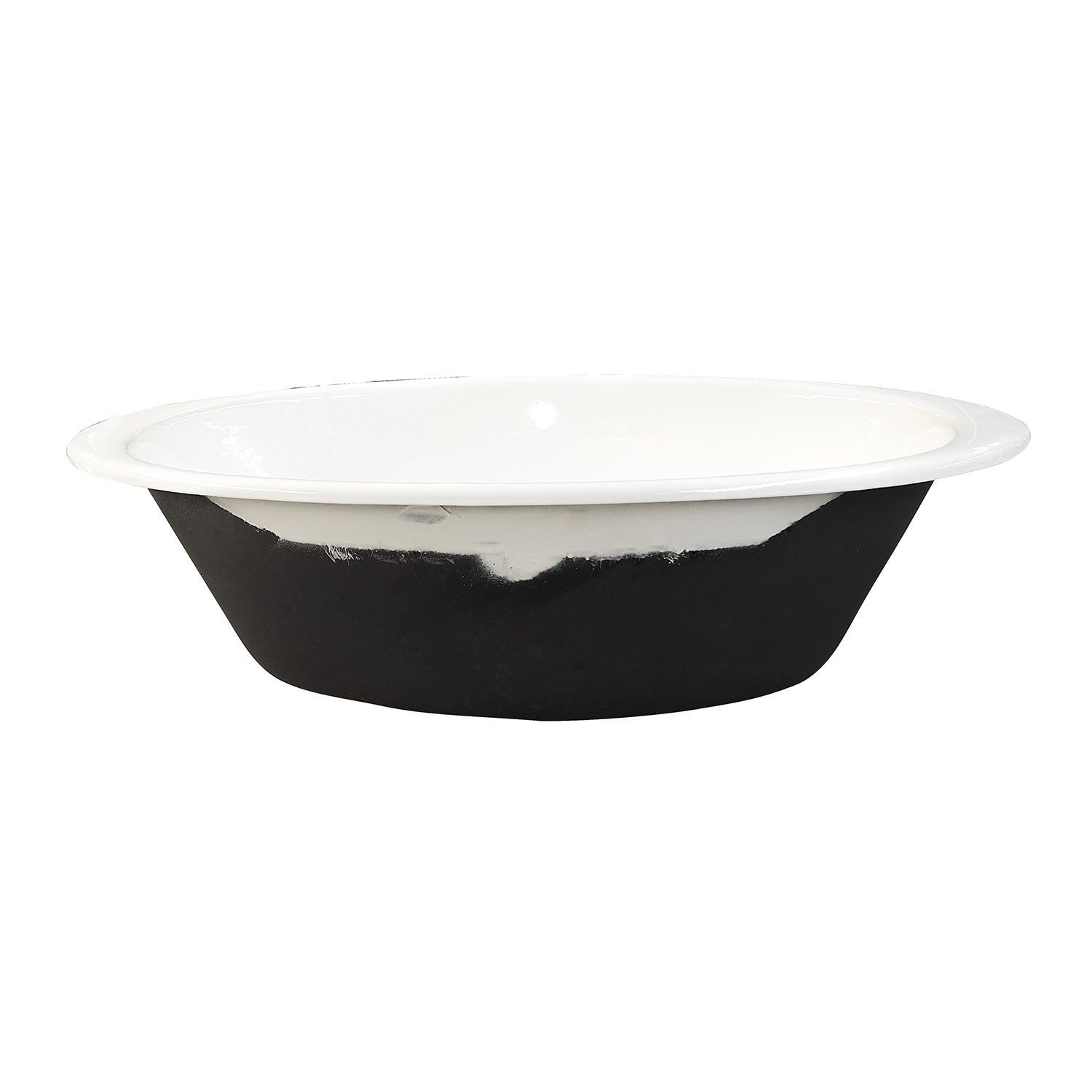 Aqua Eden 57 Inch White Cast Iron Oval Drop-In Bathtub with Center Drain - Freestanding Soaking Tub for Luxury Bathroom & Spa Relaxation