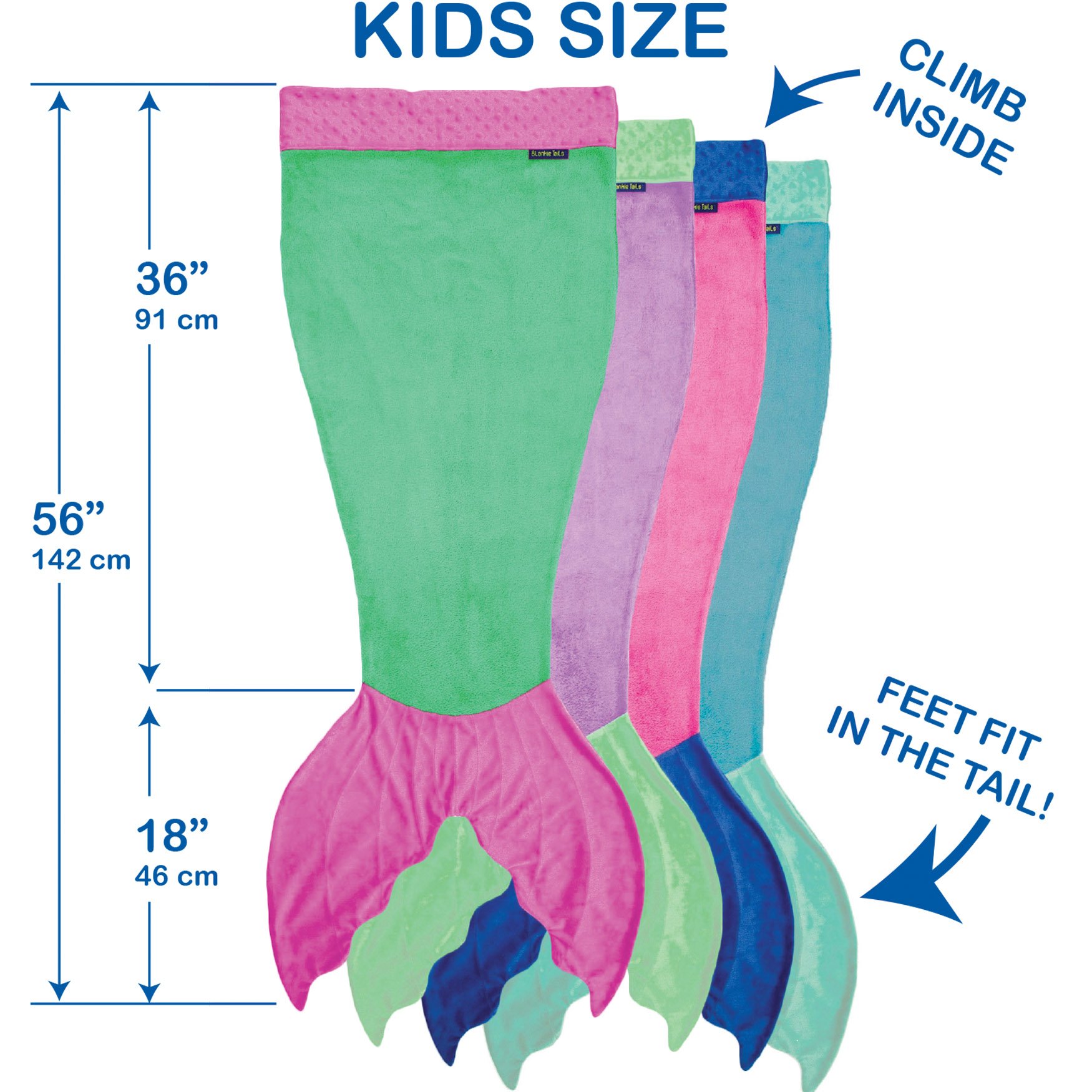 Blankie Tails Mermaid Blanket - Soft Double Sided Minky Fleece Wearable Blanket for Adults & Kids | Cozy Gift for Bed, Sofa & Movie Nights