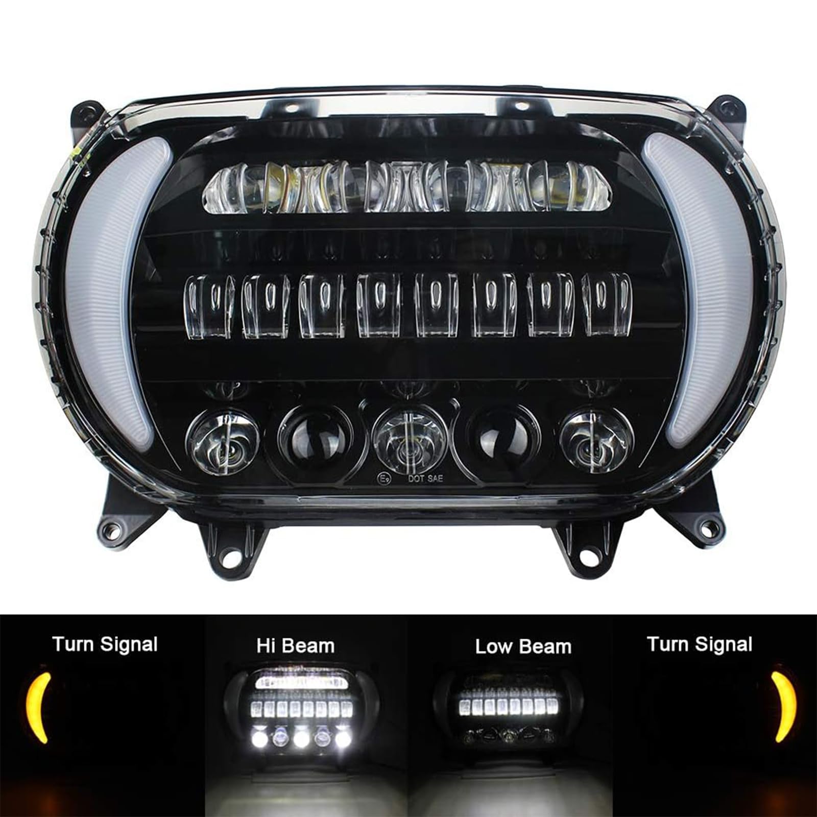 LED Headlight for Harley Road Glide Motorcycle (2015-2023) - Bright Daytime Running Lights & Side Lights - Black Headlamp Replacement Accessories - Perfect for Night Riding & Enhanced Visibility
