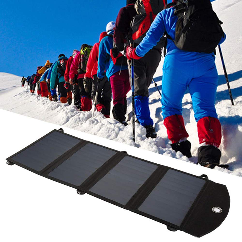 EXCLUZO Portable Solar Charger - 100W Foldable Solar Panel with USB Ports for Camping, Hiking & Outdoor Activities - Compatible with iPhone, Android Phones, Tablets & Cameras - Perfect for Emergency Power, RV Trips & Off-Grid Adventures