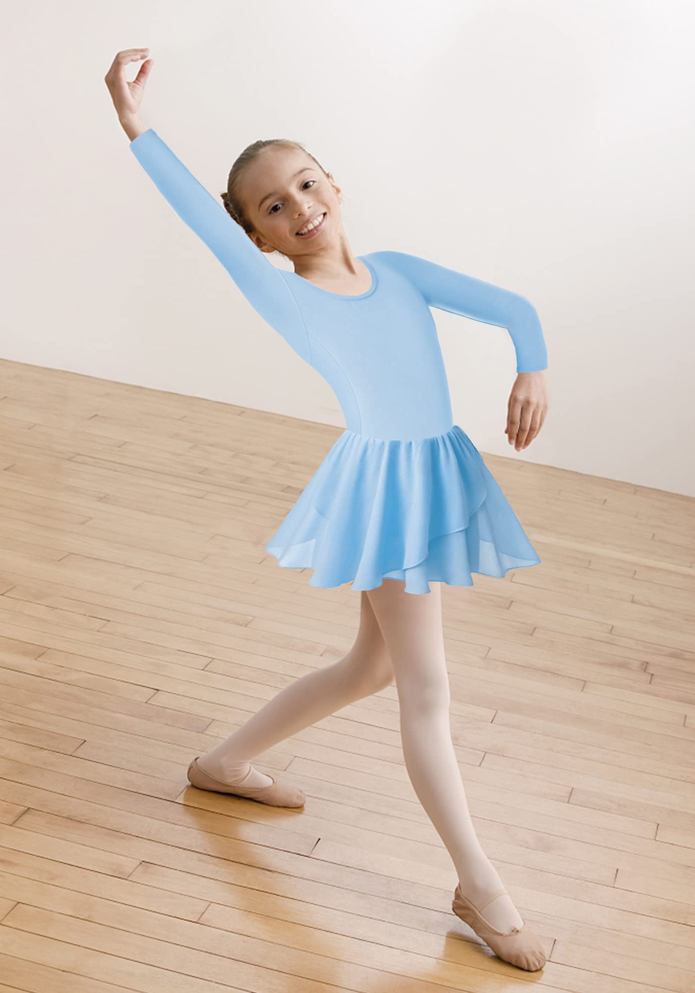 DANSHOW Girls' Ballet Leotard with Flutter Sleeves & Petal Skirt - Back Bowknot - Dancewear for Ballet Class, Recital & Performance - Toddler to Kids Ballet Outfit