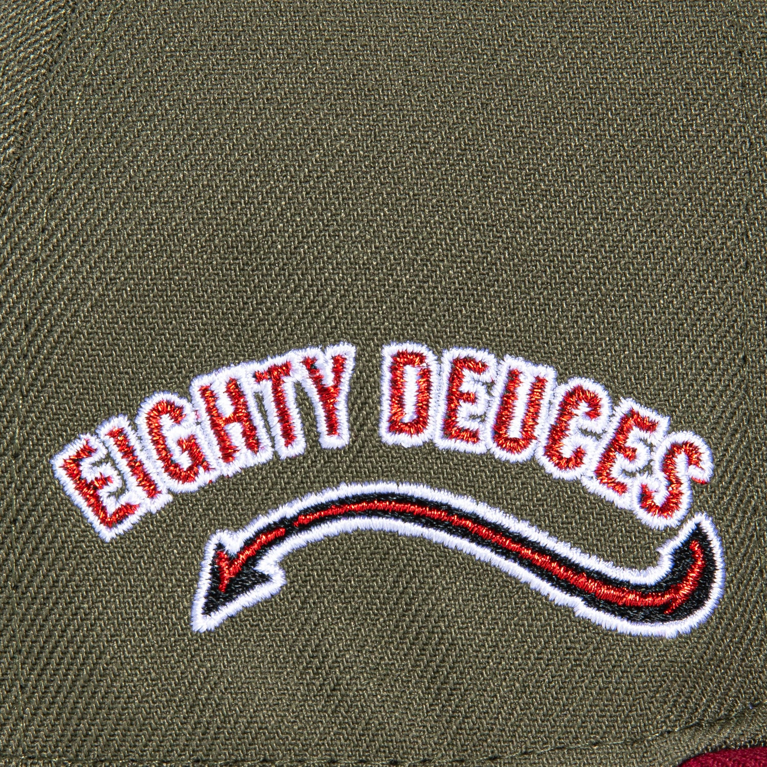 New Era 59Fifty Fayetteville Woodpeckers Eighty Deuces Patch Hat - Olive & Cardinal Colors | Official MLB Baseball Cap for Men & Women | Perfect for Games, Collecting & Streetwear Fashion