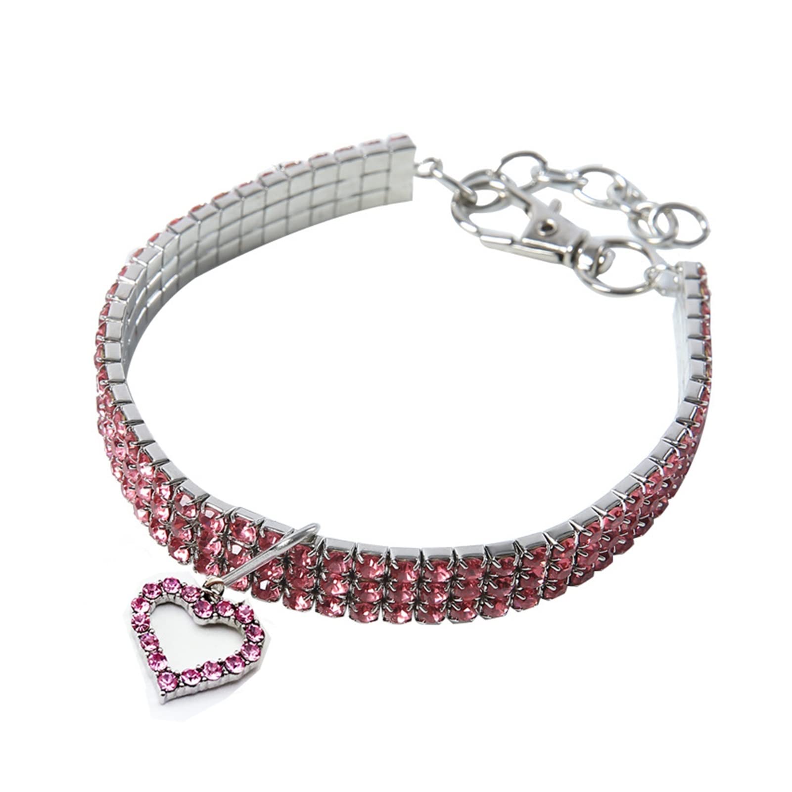 Sparkling Rhinestone Pet Bow Tie Collar for Small Dogs & Cats - Adjustable Necklace with Paw Pendant for Chihuahua, Kitten - Pink, 30cm Length (5cm Width) - Perfect for Parties, Weddings & Photo Shoots