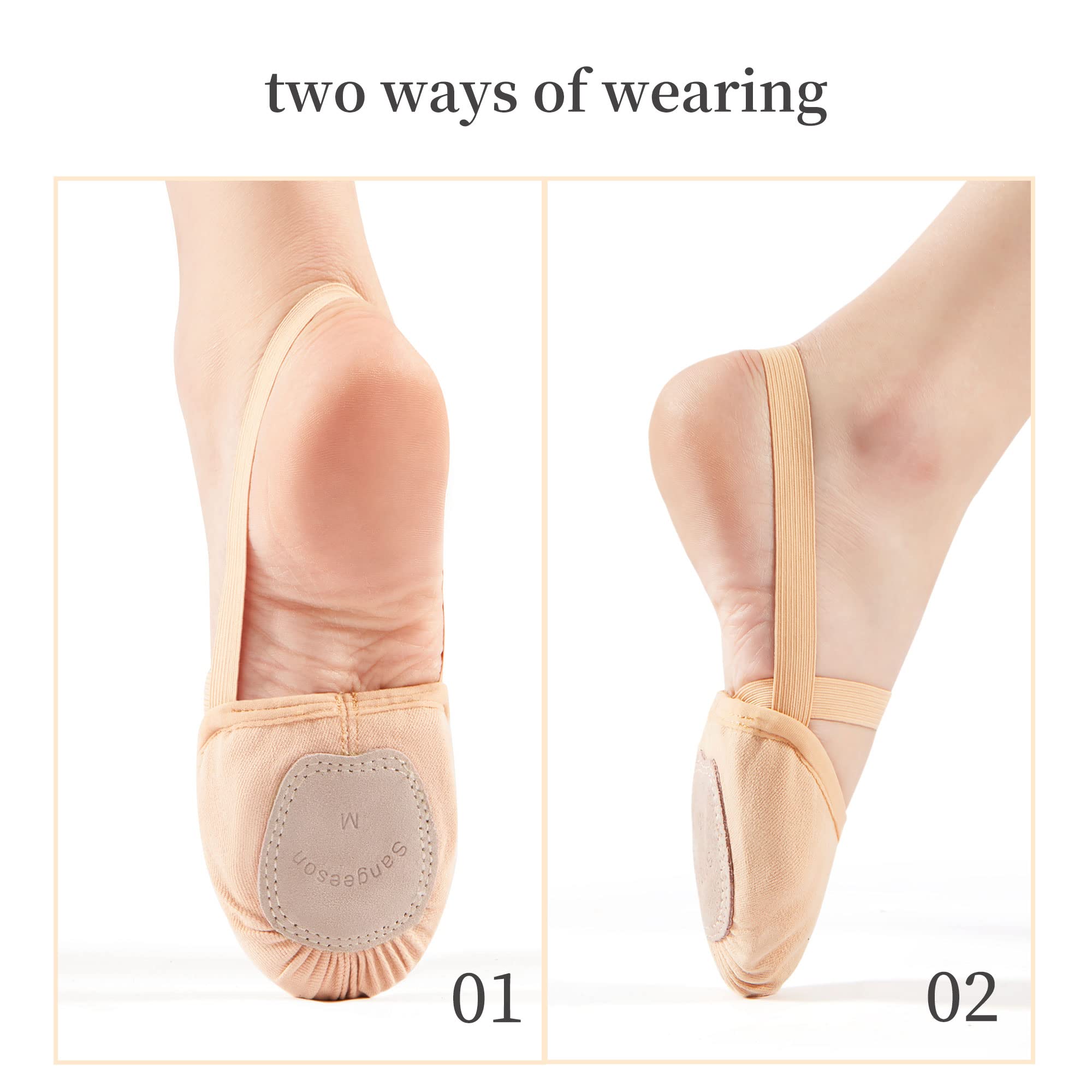 SANGEESON Half Sole Dance Shoes - Stretch Canvas Ballet Shoes for Ballet, Jazz, Modern & Contemporary Dance | Lightweight & Flexible for Studio, Performance & Practice