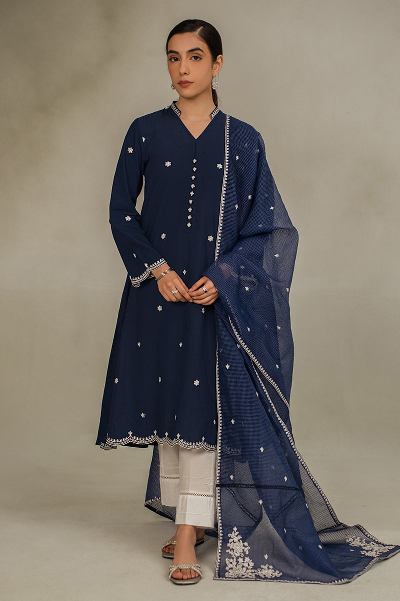 Midnight Pearl 2-Piece Set (Shirt & Dupatta) - Elegant Ethnic Outfit for Women, Parties, Weddings & Festive Occasions