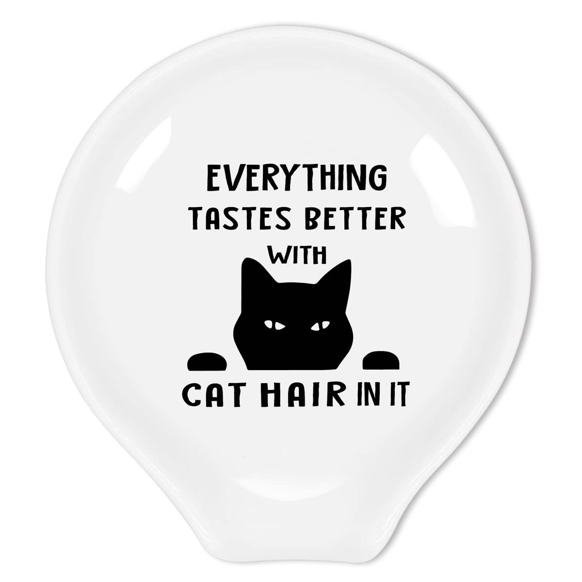 Funny Ceramic Cat Coffee Spoon Rest with Quote - Black and White Coffee Bar Accessory for Coffee Lovers - Perfect Gift for Women & Men - Ideal for Home Coffee Stations and Kitchen Decor