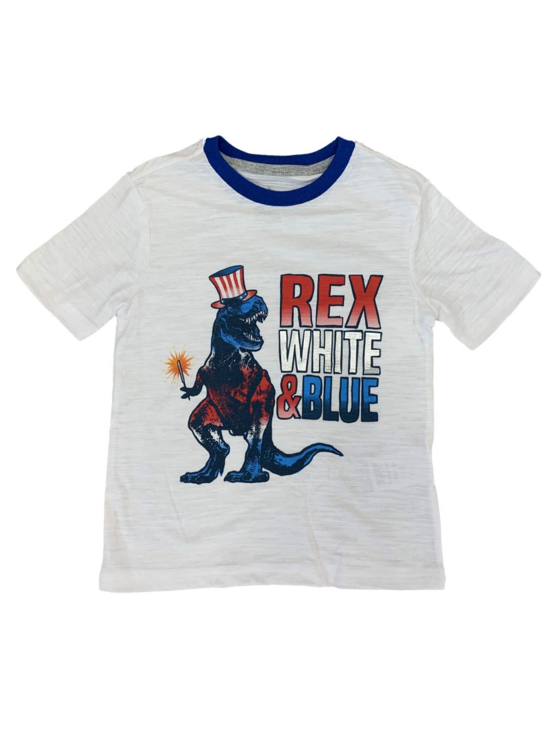 Boys Patriotic Dinosaur T-Shirt - Red White & Blue Rex Graphic Tee for Kids | Perfect for 4th of July, Memorial Day & Independence Day Celebrations