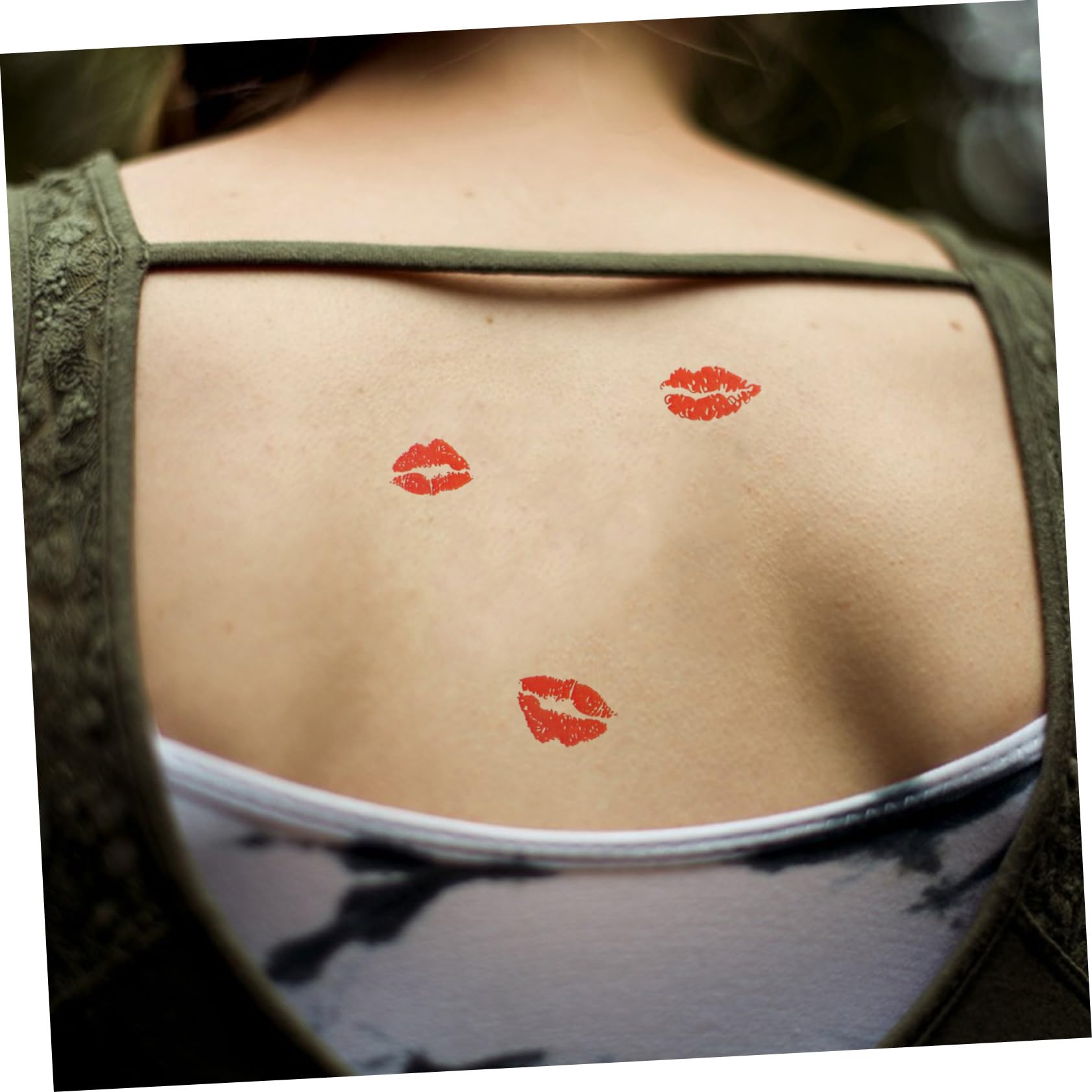 6pcs Waterproof Lip Stickers - Red Kisses Temporary Tattoos for Face & Body | Self-Adhesive Perforated Design | Perfect for Parties, Halloween & Festive Makeup Looks