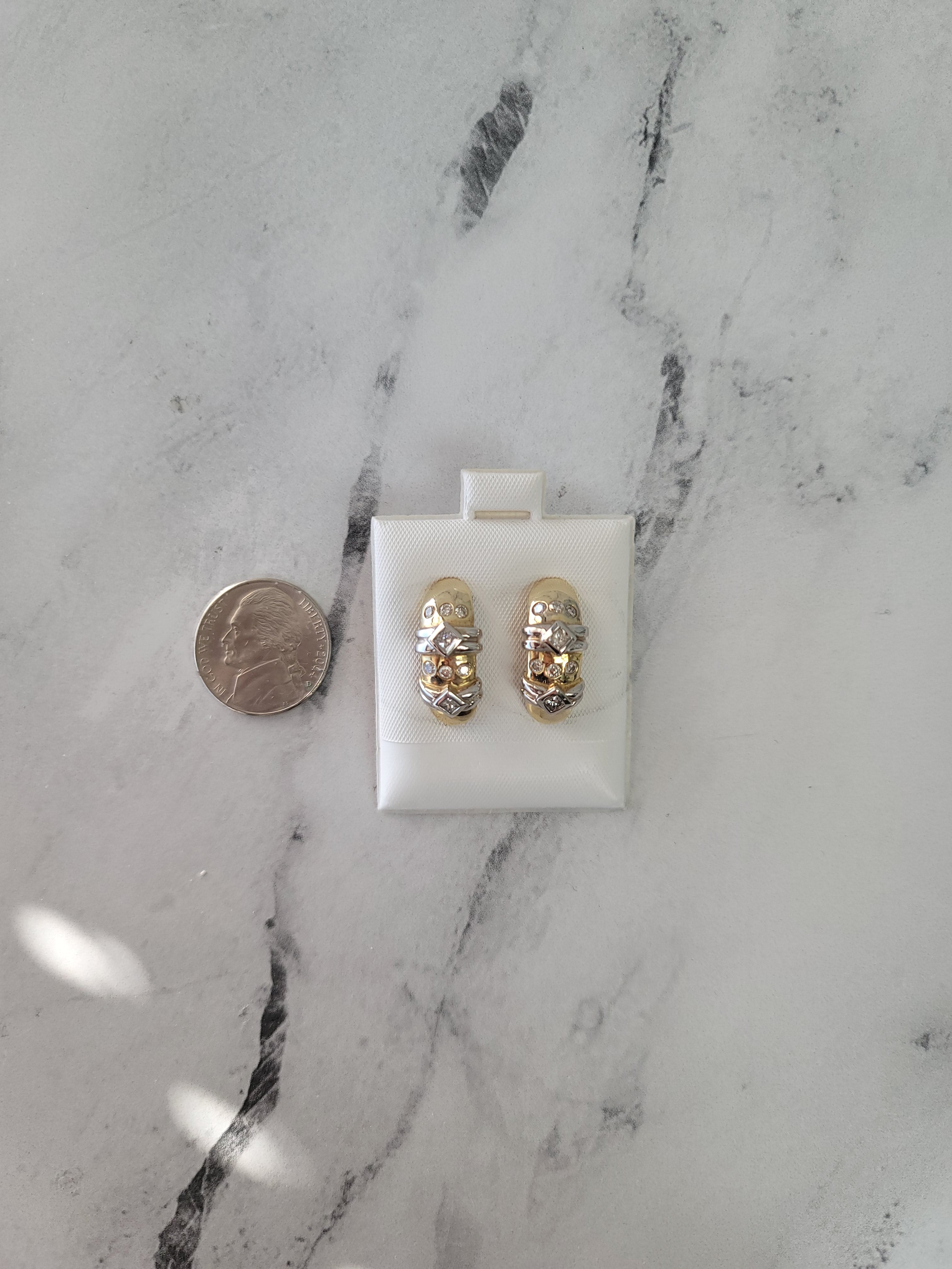Vintage Style Round & Princess Cut Diamond Earrings .61cttw 14K Two-Tone Gold - Elegant Jewelry for Weddings, Parties & Special Occasions