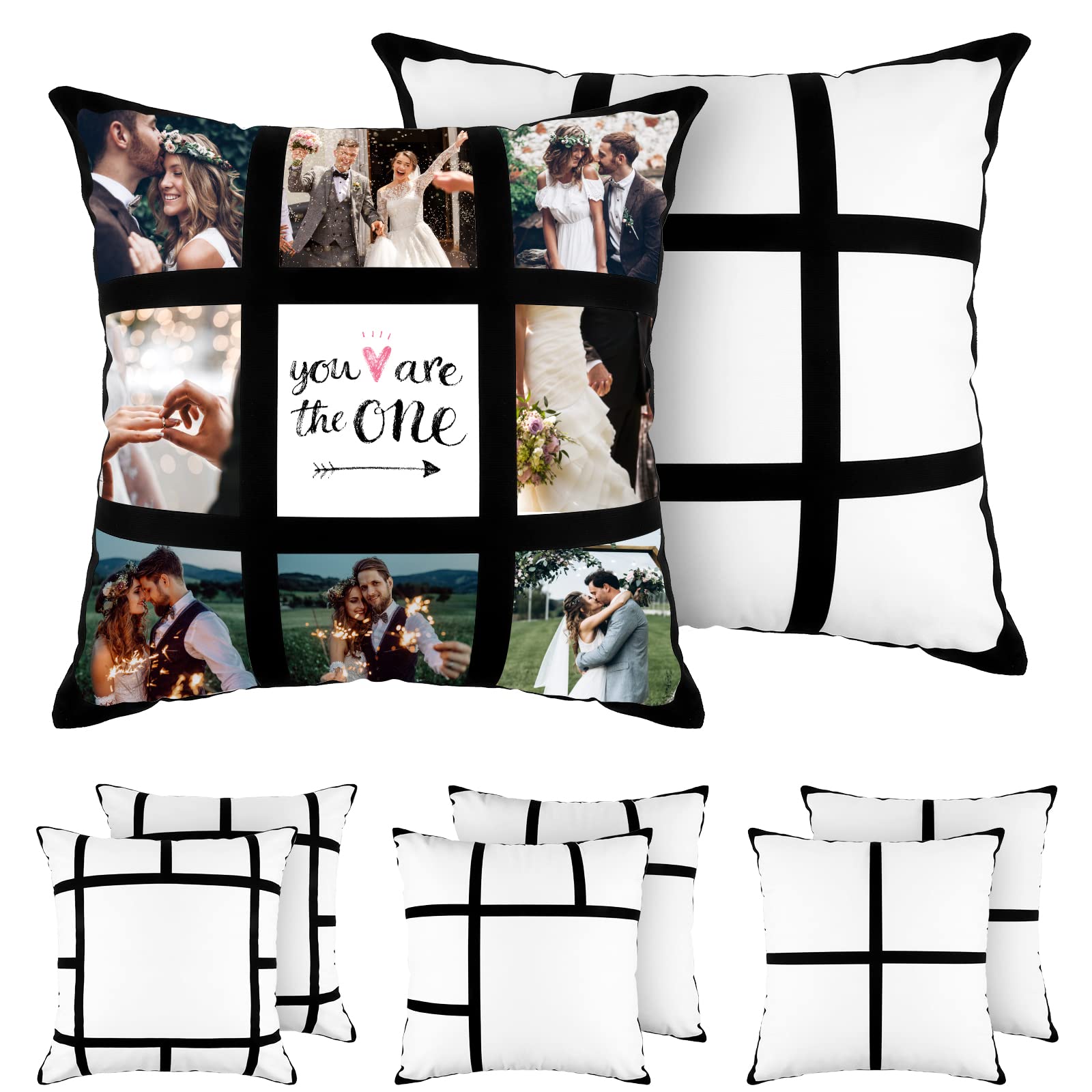 Aneco 8 Pack 18x18 Inch Sublimation Blank Pillow Covers for Heat Press - DIY Polyester Short Plush Throw Pillow Cases in 4 Assorted Panel Designs - Perfect for Home Decor, Gifts & Custom Printing Projects