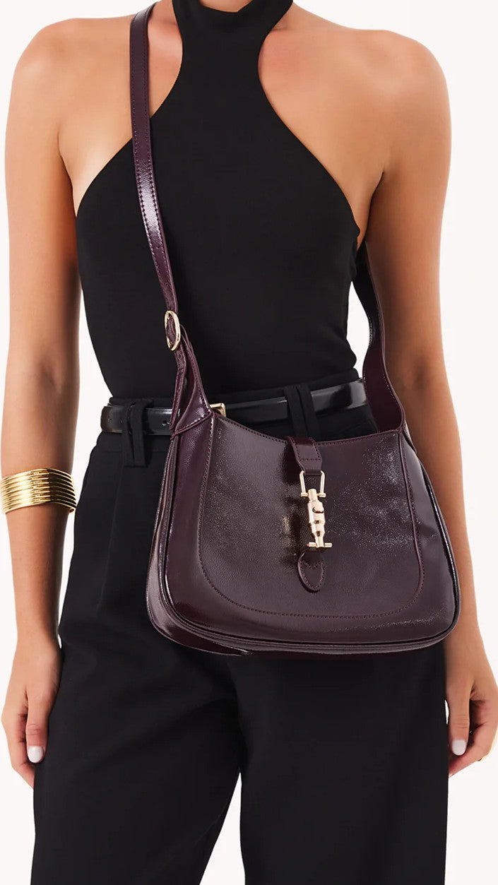 Alix Shoulder Bag for Women - Mulberry Patent Leather Crossbody Purse - Perfect for Work, Travel & Everyday Use