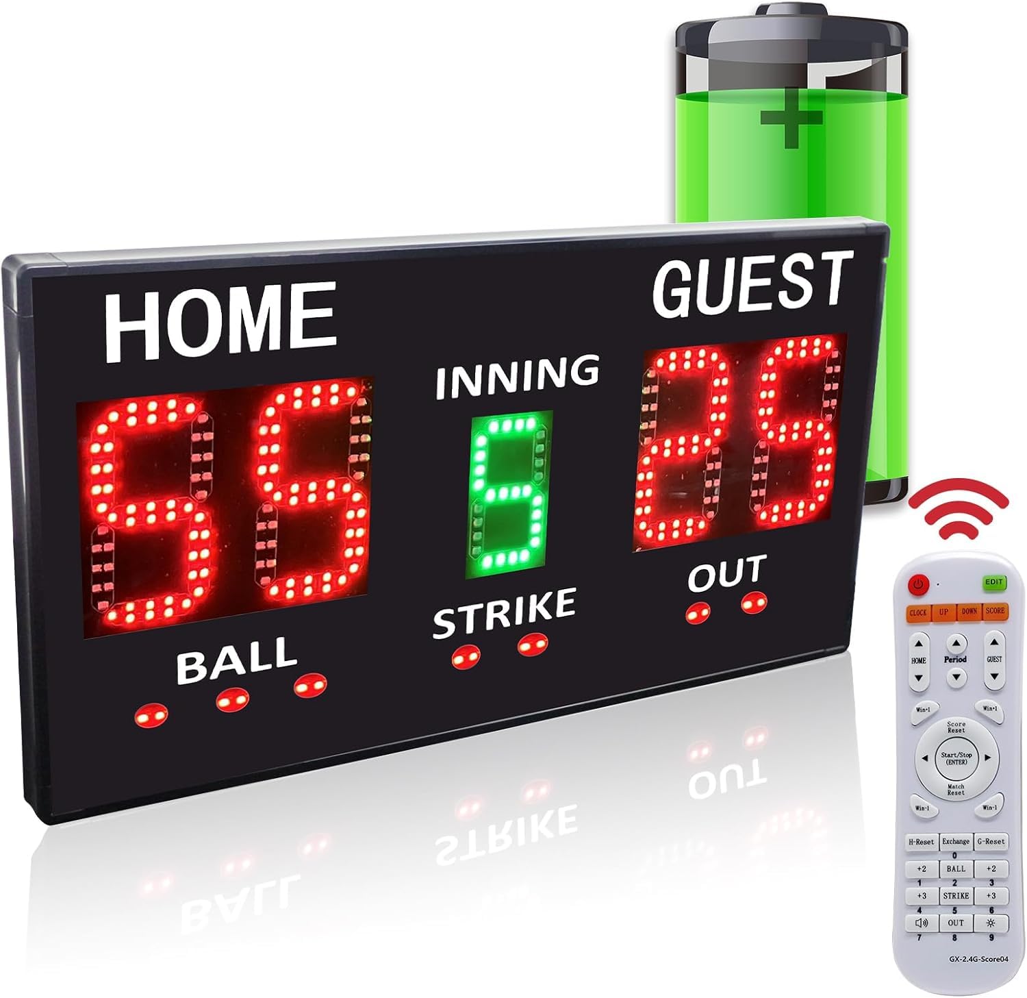 YZ LED Baseball & Softball Scoreboard for Fence - Wireless Digital Scoreboard with Remote Control | Rechargeable Outdoor Electronic Score Keeper Displaying Innings, Balls, Strikes & Outs | Perfect for Little League, High School Games & Tournament Play