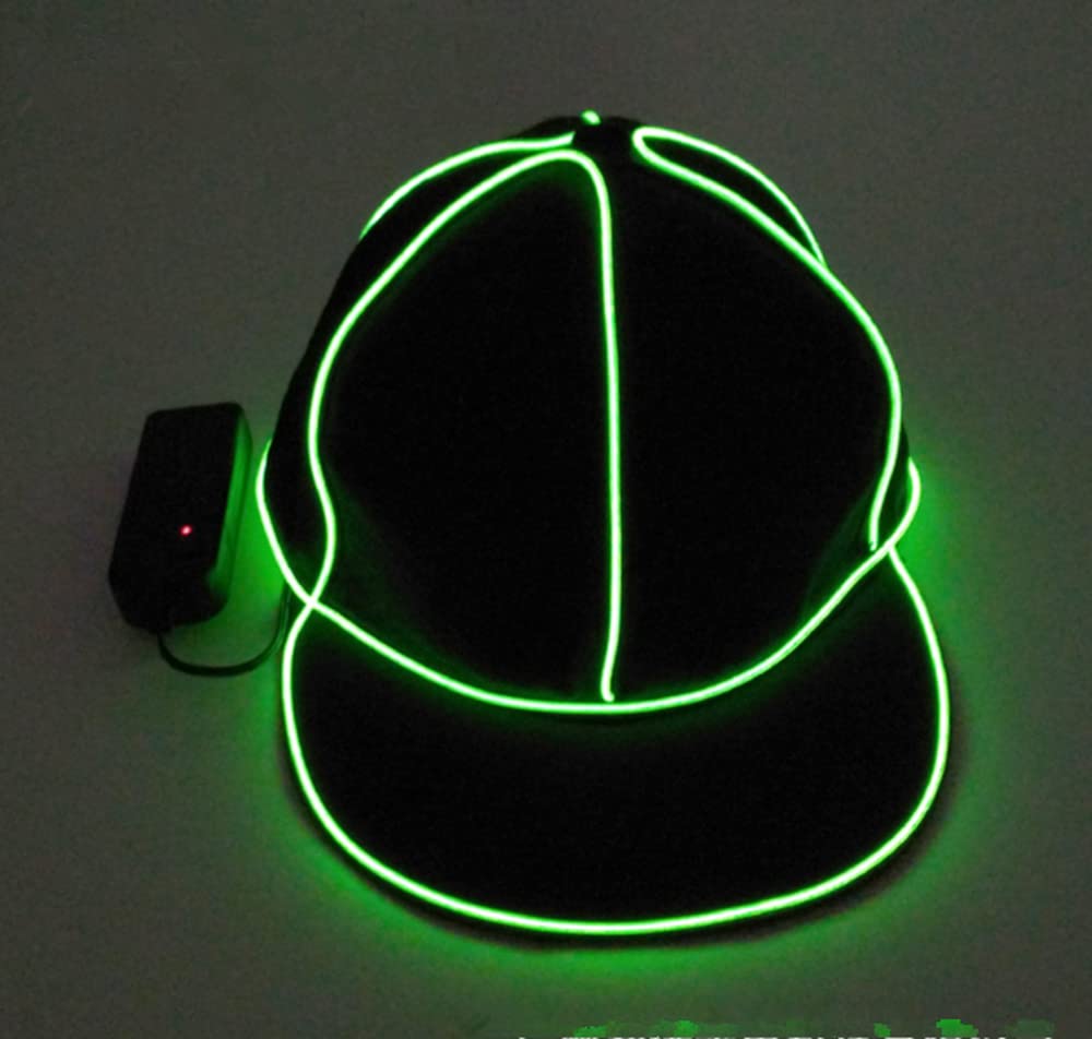 LED Light Up Baseball Cap - Unisex Hip Hop Party Hat with Luminous LED Lights for Adults (Green) - Perfect for Night Parties, Raves, Concerts & Festivals