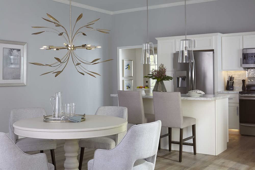 Clarion Collection 1-Light Clear Glass Coastal Pendant Light Fixture in Brushed Nickel - Perfect for Kitchen Island, Dining Room, or Entryway Lighting