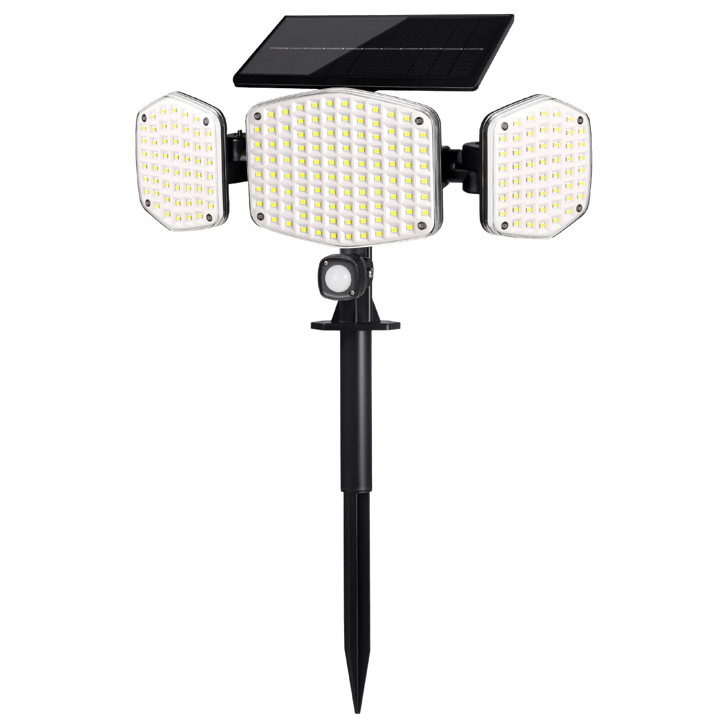 208 LED Solar Motion Sensor Lights Outdoor - Super Bright 270° Illumination Security Floodlight for Garden, Porch, Pathway - 3 Lighting Modes, IP65 Waterproof, Stake or Wall Mount - Perfect for Nighttime Safety & Landscape Lighting