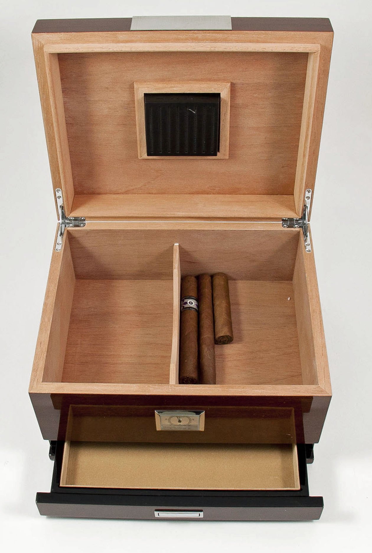 Premium Caracas Cigar Humidor with Built-in Hygrometer & Humidistat – Airtight Wooden Cigar Storage Box – Perfect Gift for Men, Cigar Aficionados & Collectors – Ideal for Home, Office & Travel Use