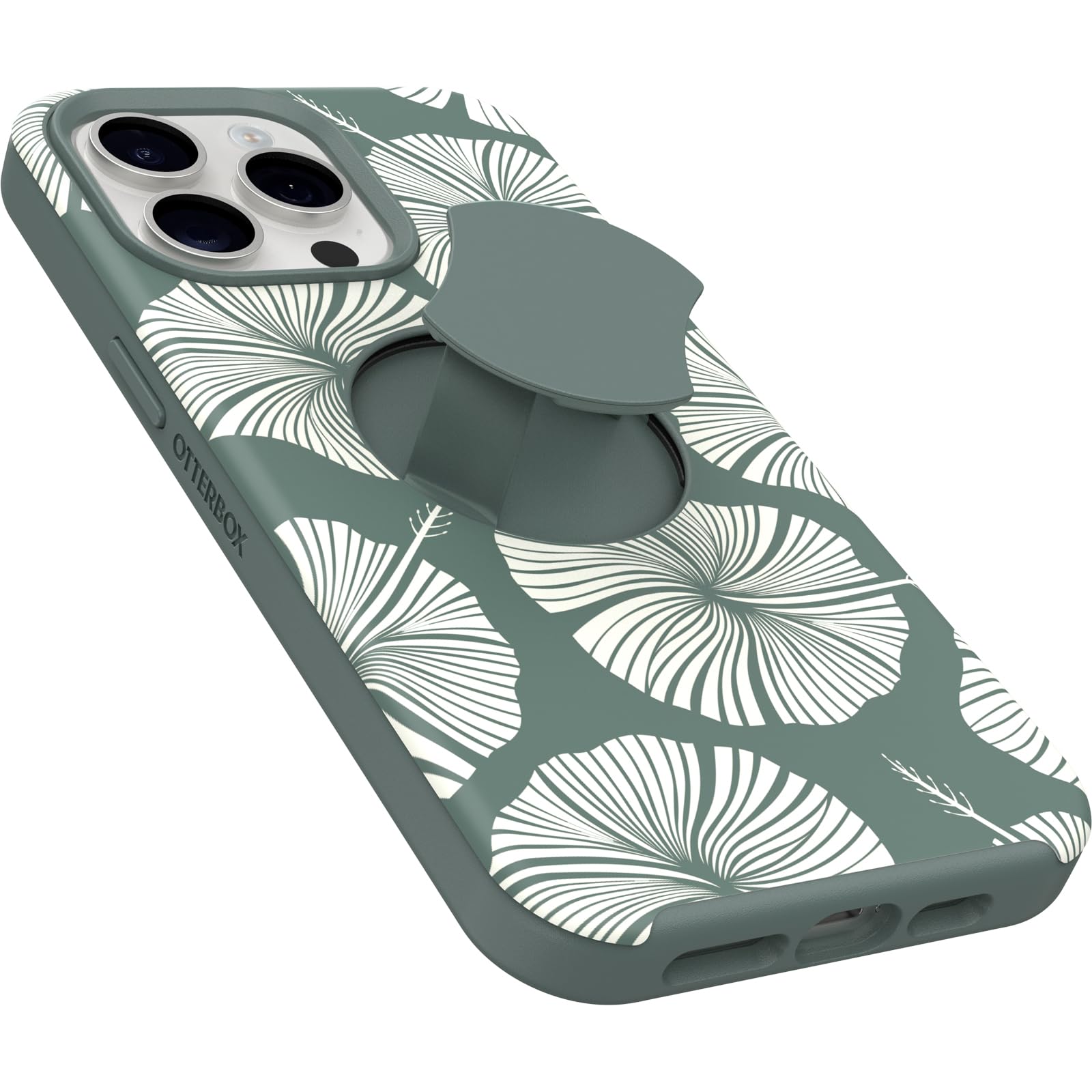 OtterBox iPhone 15 Pro MAX Case - OtterGrip Symmetry Series with Built-in Grip | MagSafe Compatible | Raised Edges for Camera & Screen Protection | Island Getaway Green | Perfect for Outdoor Adventures & Daily Use