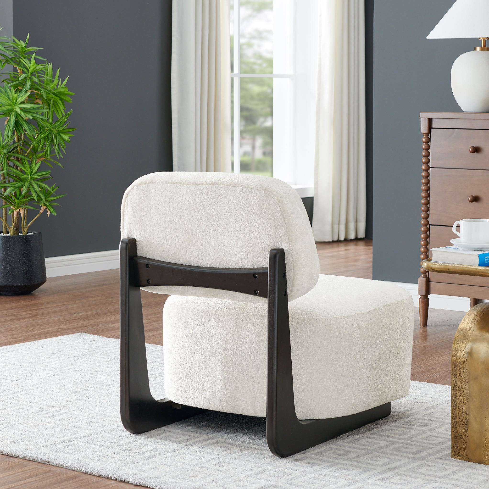 Solara Modern Accent Chair with Solid Wood Frame - Roundhill Furniture - Stylish Living Room Seating for Home & Office Decor